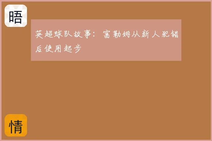 英超球队故事：富勒姆从新人犯错后使用起步